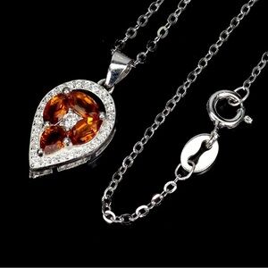 Set!!!  Marquise Citrine earrings and pendant with 18” necklace in SS.